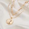 imageTurandoss Gold Necklaces for Women  14K Gold Plated Lock Evil Eye Medallion Vintage Coin Necklace Bee Sun Moon Shell Gold Chain Necklace Layered Paperclip Chain Necklaces for Women Jewelry Gifts4Queen Elizabeth Coin