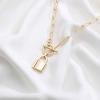 imageTurandoss Gold Necklaces for Women  14K Gold Plated Lock Evil Eye Medallion Vintage Coin Necklace Bee Sun Moon Shell Gold Chain Necklace Layered Paperclip Chain Necklaces for Women Jewelry Gifts1Lock Link Choker