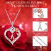 imageTurandoss Rose Heart Necklaces Gifts for Women  S925 Sterling Silver Rose Forever Love Heart Initial Letter Pendant Necklace Jewelry Valentines Day Gifts Birthday Gifts for Women Mom WifeZ