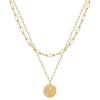 imageTurandoss Gold Necklaces for Women  14K Gold Plated Lock Evil Eye Medallion Vintage Coin Necklace Bee Sun Moon Shell Gold Chain Necklace Layered Paperclip Chain Necklaces for Women Jewelry Gifts12Sun Coin