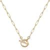 imageTurandoss Gold Necklaces for Women  14K Gold Plated Lock Evil Eye Medallion Vintage Coin Necklace Bee Sun Moon Shell Gold Chain Necklace Layered Paperclip Chain Necklaces for Women Jewelry Gifts1Toggle Clasp