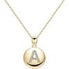 imageTurandoss Letter Initial Necklace for Women Girls 16quot Round Disc Engraved CZ Initial Necklace 14K Gold White Gold Plated Letter Necklaces for Teen GirlsA  Gold
