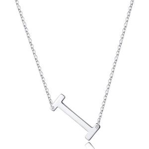 imageS925 Sterling Silver Sideways Initial Necklaces for Women Dainty Hypoallergenic Sterling Silver Letter AZ Pendant Necklace Silver Sideways Initial Letter Necklace for Women Girls Jewelry GiftsI
