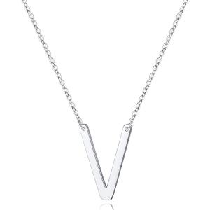 imageS925 Sterling Silver Sideways Initial Necklaces for Women Dainty Hypoallergenic Sterling Silver Letter AZ Pendant Necklace Silver Sideways Initial Letter Necklace for Women Girls Jewelry GiftsV