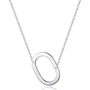 imageS925 Sterling Silver Sideways Initial Necklaces for Women Dainty Hypoallergenic Sterling Silver Letter AZ Pendant Necklace Silver Sideways Initial Letter Necklace for Women Girls Jewelry GiftsO