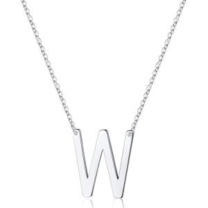 imageS925 Sterling Silver Sideways Initial Necklaces for Women Dainty Hypoallergenic Sterling Silver Letter AZ Pendant Necklace Silver Sideways Initial Letter Necklace for Women Girls Jewelry GiftsW