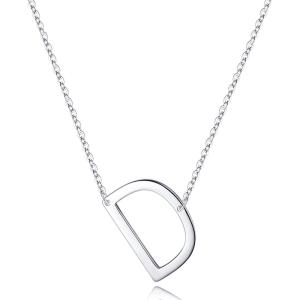imageS925 Sterling Silver Sideways Initial Necklaces for Women Dainty Hypoallergenic Sterling Silver Letter AZ Pendant Necklace Silver Sideways Initial Letter Necklace for Women Girls Jewelry GiftsD