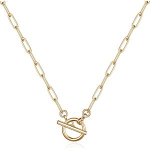 imageTurandoss Gold Necklaces for Women  14K Gold Plated Lock Evil Eye Medallion Vintage Coin Necklace Bee Sun Moon Shell Gold Chain Necklace Layered Paperclip Chain Necklaces for Women Jewelry Gifts1Toggle Clasp