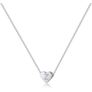 imageTurandoss Heart Initial Necklaces for Women 14K White Gold Filled Heart Pendant Letter Alphabet Necklace Initial Necklaces Jewelry for Women Heart Letter Initial Necklace Gifts for WomenZ