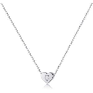 imageTurandoss Heart Initial Necklaces for Women 14K White Gold Filled Heart Pendant Letter Alphabet Necklace Initial Necklaces Jewelry for Women Heart Letter Initial Necklace Gifts for WomenC