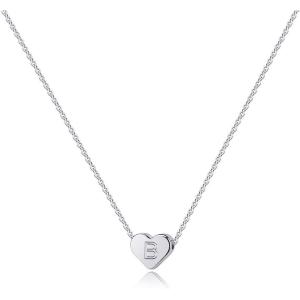 imageTurandoss Heart Initial Necklaces for Women 14K White Gold Filled Heart Pendant Letter Alphabet Necklace Initial Necklaces Jewelry for Women Heart Letter Initial Necklace Gifts for WomenB