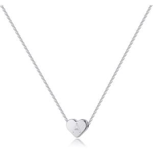 imageTurandoss Heart Initial Necklaces for Women 14K White Gold Filled Heart Pendant Letter Alphabet Necklace Initial Necklaces Jewelry for Women Heart Letter Initial Necklace Gifts for WomenA