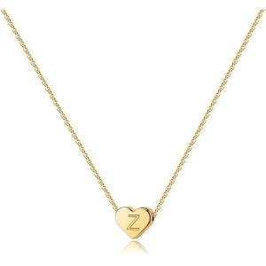 imageTurandoss Heart Initial Necklaces for Women Girls  14K Gold Filled Heart Pendant Letter Alphabet Necklace Tiny Initial Necklaces for Girls Gifts Heart Letter Initial Necklace Gifts for Girls TeensZ