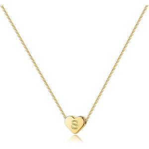 imageTurandoss Heart Initial Necklaces for Women Girls  14K Gold Filled Heart Pendant Letter Alphabet Necklace Tiny Initial Necklaces for Girls Gifts Heart Letter Initial Necklace Gifts for Girls TeensS