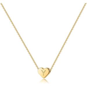 imageTurandoss Heart Initial Necklaces for Women Girls  14K Gold Filled Heart Pendant Letter Alphabet Necklace Tiny Initial Necklaces for Girls Gifts Heart Letter Initial Necklace Gifts for Girls TeensY