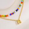 imageTurandoss Colorful Beaded Initial Bracelets for Girls Women  Dainty 18K Gold Plated Bubble Letter Initial AZ Bracelet Layered Bracelets for Women Teen Girl Gifts JewelryX