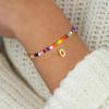 imageTurandoss Colorful Beaded Initial Bracelets for Girls Women  Dainty 18K Gold Plated Bubble Letter Initial AZ Bracelet Layered Bracelets for Women Teen Girl Gifts JewelryO