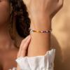 imageTurandoss Colorful Beaded Initial Bracelets for Girls Women  Dainty 18K Gold Plated Bubble Letter Initial AZ Bracelet Layered Bracelets for Women Teen Girl Gifts JewelryF