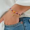 imageTurandoss Colorful Beaded Initial Bracelets for Girls Women  Dainty 18K Gold Plated Bubble Letter Initial AZ Bracelet Layered Bracelets for Women Teen Girl Gifts JewelryV