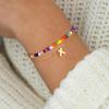 imageTurandoss Colorful Beaded Initial Bracelets for Girls Women  Dainty 18K Gold Plated Bubble Letter Initial AZ Bracelet Layered Bracelets for Women Teen Girl Gifts JewelryX