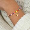imageTurandoss Colorful Beaded Initial Bracelets for Girls Women  Dainty 18K Gold Plated Bubble Letter Initial AZ Bracelet Layered Bracelets for Women Teen Girl Gifts JewelryV