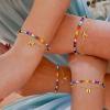 imageTurandoss Colorful Beaded Initial Bracelets for Girls Women  Dainty 18K Gold Plated Bubble Letter Initial AZ Bracelet Layered Bracelets for Women Teen Girl Gifts JewelryB