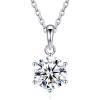 imageDF Color Moissanite Necklaces for Women 1CT DF Color VVS1 Clarity Lab Created Moissanite Wedding Jewelry S925 Sterling Silver Hypoallergenic Moissanite Pendant Necklaces for Women Girls Jewelry GiftClassic SixProng