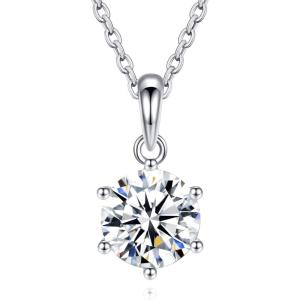 imageDF Color Moissanite Necklaces for Women 1CT DF Color VVS1 Clarity Lab Created Moissanite Wedding Jewelry S925 Sterling Silver Hypoallergenic Moissanite Pendant Necklaces for Women Girls Jewelry GiftClassic SixProng