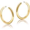 imageHoop Earrings for Women  14K Gold Plated Lightweight Chunky Open Hoops 316L Surgical Stainless Steel Post Thick Hoop Earrings GoldWhite GoldRose Gold Hoop Earrings for Women 202530405060mm