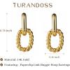 imageTurandoss Huggie Hoop Earrings for Women Girls Dainty 14K Gold Plated Twisted Rope Earring Hypoallergenic Cubic Zirconia Paperclip Link Drop Dangle Hoop Earring for Women Trendy Jewelry GiftsRope Paperclip Huggie Hoop Earrings
