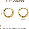 imageTurandoss Huggie Hoop Earrings for Women Girls Dainty 14K Gold Plated Twisted Rope Earring Hypoallergenic Cubic Zirconia Paperclip Link Drop Dangle Hoop Earring for Women Trendy Jewelry GiftsSmall Twisted Rope Earrings