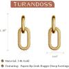 imageTurandoss Huggie Hoop Earrings for Women Girls Dainty 14K Gold Plated Twisted Rope Earring Hypoallergenic Cubic Zirconia Paperclip Link Drop Dangle Hoop Earring for Women Trendy Jewelry GiftsCZ Paperclip Huggie Hoop Earrings