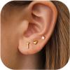 imageTurandoss 3 Pairs Hypoallergenic Initial Heart Zircon Stud Earrings for Women 14K Gold Plated Letter AZ Heart Zircon Flat Back Earrings Set Jewelry Gifts for Women TrendyT