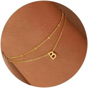 imageTurandoss Gold Initial Bracelets for Women Dainty 18K Real Gold Plated Layered Letter AZ Initial Bracelets Personalized 26 Alphabet Monogram Gold Bracelets for Women Jewelry Gifts TrendyB