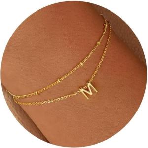 imageTurandoss Gold Initial Bracelets for Women Dainty 18K Real Gold Plated Layered Letter AZ Initial Bracelets Personalized 26 Alphabet Monogram Gold Bracelets for Women Jewelry Gifts TrendyM