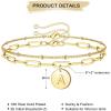 imageTurandoss Gold Initial Bracelets for Women Trendy Dainty 18K Real Gold Plated Layered Paperclip Chain Beaded Bracelets Personalized Disc Monogram Letter AZ Initial Bracelets for Women Jewelry GiftsR