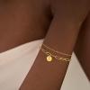 imageTurandoss Gold Initial Bracelets for Women Trendy Dainty 18K Real Gold Plated Layered Paperclip Chain Beaded Bracelets Personalized Disc Monogram Letter AZ Initial Bracelets for Women Jewelry GiftsS