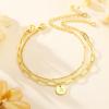 imageTurandoss Gold Initial Bracelets for Women Trendy Dainty 18K Real Gold Plated Layered Paperclip Chain Beaded Bracelets Personalized Disc Monogram Letter AZ Initial Bracelets for Women Jewelry GiftsR