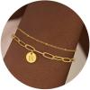 imageTurandoss Gold Initial Bracelets for Women Trendy Dainty 18K Real Gold Plated Layered Paperclip Chain Beaded Bracelets Personalized Disc Monogram Letter AZ Initial Bracelets for Women Jewelry GiftsR