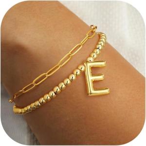 imageTurandoss Dainty Gold Bracelets for Women  AZ Bubble Initial Bracelets for Women Trendy Bilayer Bracelet Wearable Separately 2024 Christmas GiftsBirthday Gifts Ideas Gold Jewelry for WomenE