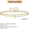 imageTurandoss Dainty Heart Initial Bracelets for Women Girls 14K Gold Filled Handmade Personalized Letter Layered Heart Initial Bracelets for Women Teen Girls Jewelry GiftsK