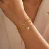 imageTurandoss Gifts for Her  Dainty Stackable Gold Bracelets Jewelry Sets for Women Teen Girls Personalized Initial Bracelets Cuban Link Chain Paperclip Chain Bracelets Gifts for WomenA