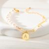 imageTurandoss Gifts for Her  Initial Pearl Bracelets for Women Teen Girls Gifts Personalized Gold AZ Initial Charm Paper Clip Chain Pearl Bracelets for Girls Bridesmaid Wedding GiftsA