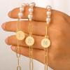 imageTurandoss Gifts for Her  Initial Pearl Bracelets for Women Teen Girls Gifts Personalized Gold AZ Initial Charm Paper Clip Chain Pearl Bracelets for Girls Bridesmaid Wedding GiftsL