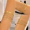 imageTurandoss Gold Bracelets for Women Trendy  18K Real Gold Plated Chain Bracelets Gold Jewelry Sets for Women Dainty Stackable Cuban Beaded Paperclip Link Chain Pearl Bracelets Gold Bracelets for Women5Pcs Chain Bracelets
