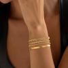 imageTurandoss Gold Bracelets for Women Trendy  18K Real Gold Plated Chain Bracelets Gold Jewelry Sets for Women Dainty Stackable Cuban Beaded Paperclip Link Chain Pearl Bracelets Gold Bracelets for Women4Pcs Chain Bracelets