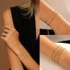imageTurandoss Gold Bracelets for Women Trendy  18K Real Gold Plated Chain Bracelets Gold Jewelry Sets for Women Dainty Stackable Cuban Beaded Paperclip Link Chain Pearl Bracelets Gold Bracelets for Women4Pcs Chain Bracelets
