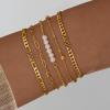 imageTurandoss Gold Bracelets for Women Trendy  18K Real Gold Plated Chain Bracelets Gold Jewelry Sets for Women Dainty Stackable Cuban Beaded Paperclip Link Chain Pearl Bracelets Gold Bracelets for Women5Pcs Bracelets Set