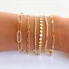 imageTurandoss Gold Bracelets for Women Trendy  18K Real Gold Plated Chain Bracelets Gold Jewelry Sets for Women Dainty Stackable Cuban Beaded Paperclip Link Chain Pearl Bracelets Gold Bracelets for Women6Pcs Chain Bracelets
