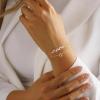 imageTurandoss Gold Initial Bracelet for Women  14K Gold Plated Charm M Initial Layered Bracelets for Women Trendy Dainty Personalized Gold CZ Leaf Charm Bracelets for Women Gifts